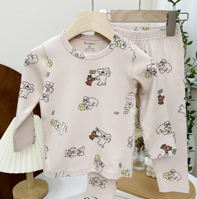 A26 儿童秋衣套装  积木熊【280克棉】