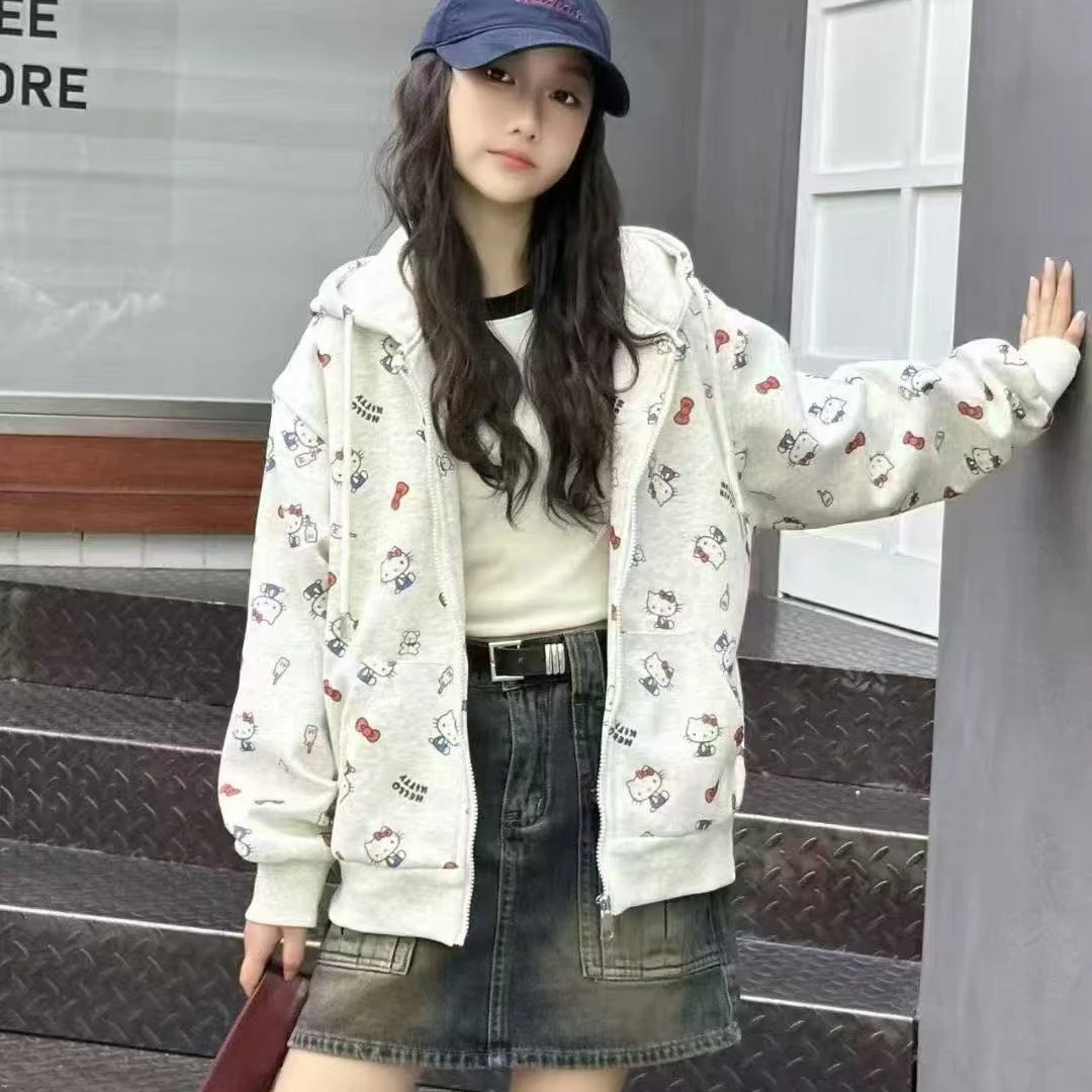 【实体品质】凯蒂猫女大童连帽卫衣外套大版秋季新款