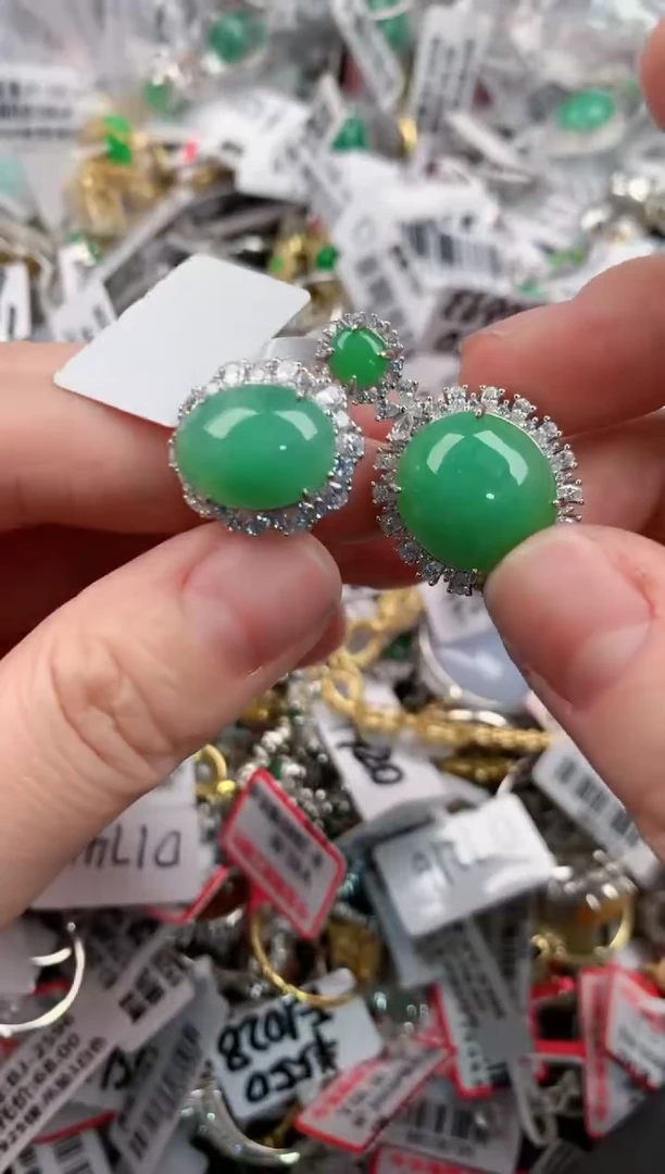 银S925镶嵌戒指翡翠1313--4