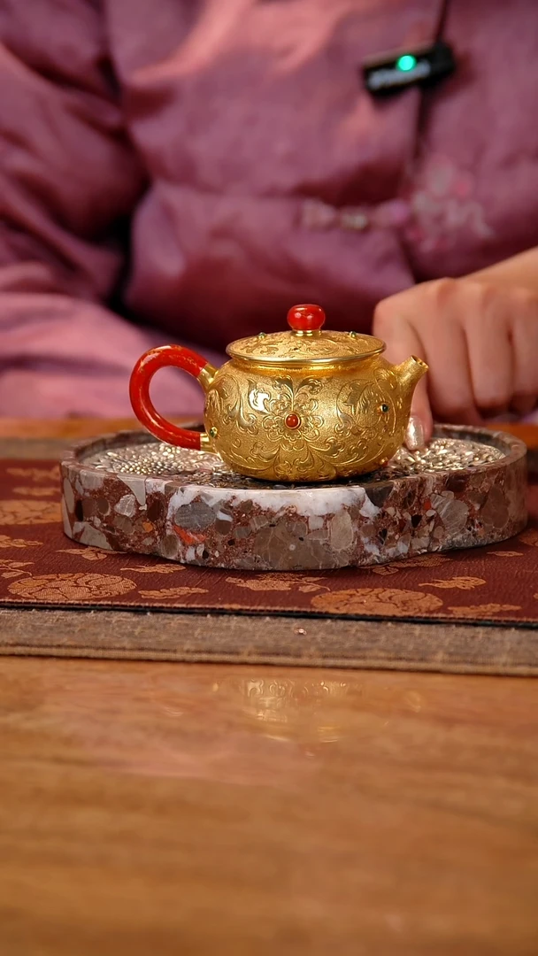 盛唐工坊 足银999 手工泡茶壶繁花