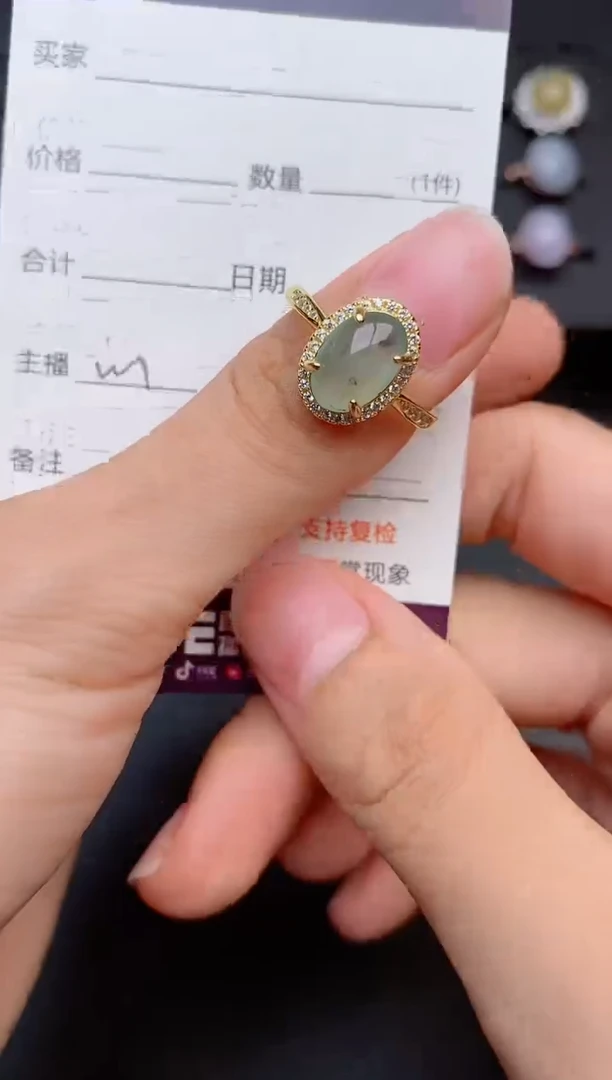 银S925镶嵌戒指翡翠1