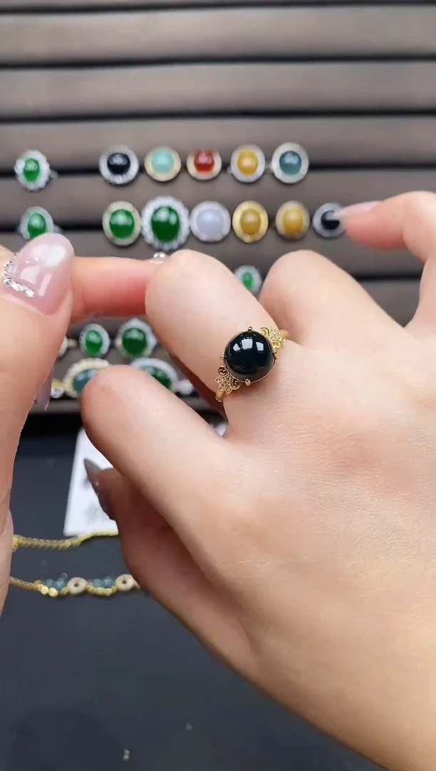 银S925镶嵌戒指翡翠111