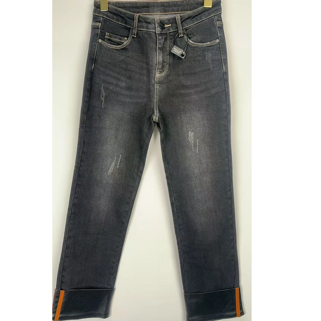 25n春夏新款直筒时尚休闲百搭黑色修身水洗牛仔裤LLG25213