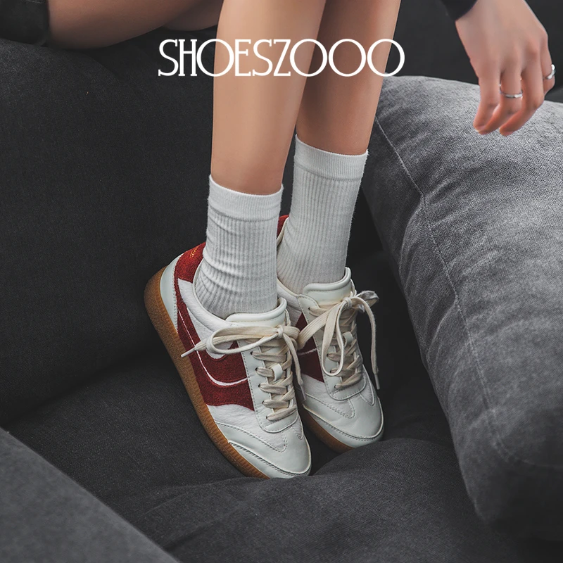 SHOESZOOO德训鞋女2024秋季新款厚底板鞋女运动跑步鞋休闲阿甘鞋