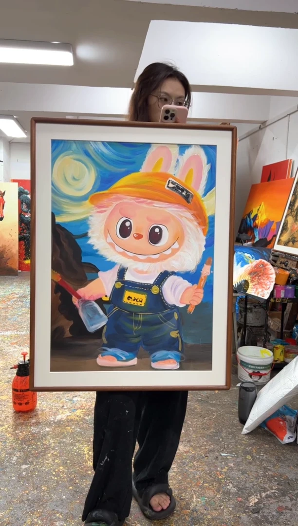 丙烯画尘微老师泡泡玛特精装裱