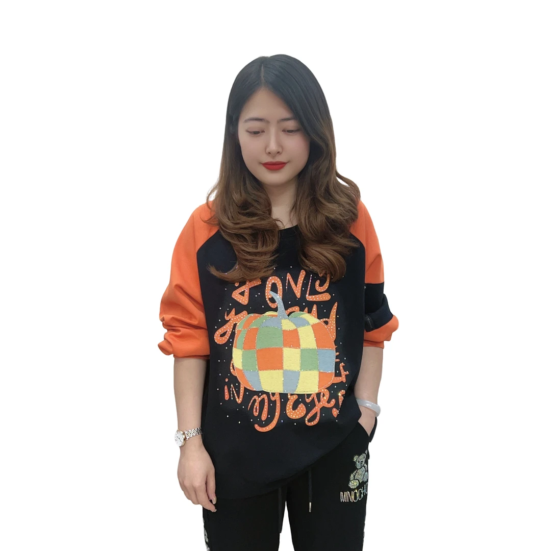 2025春季新品30时尚潮流宽松休闲百搭显瘦拼接洋气减龄圆领卫衣