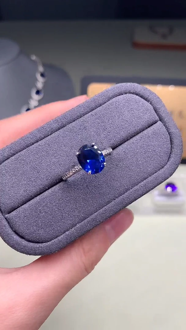 戒指蓝宝石银S925镶嵌...........