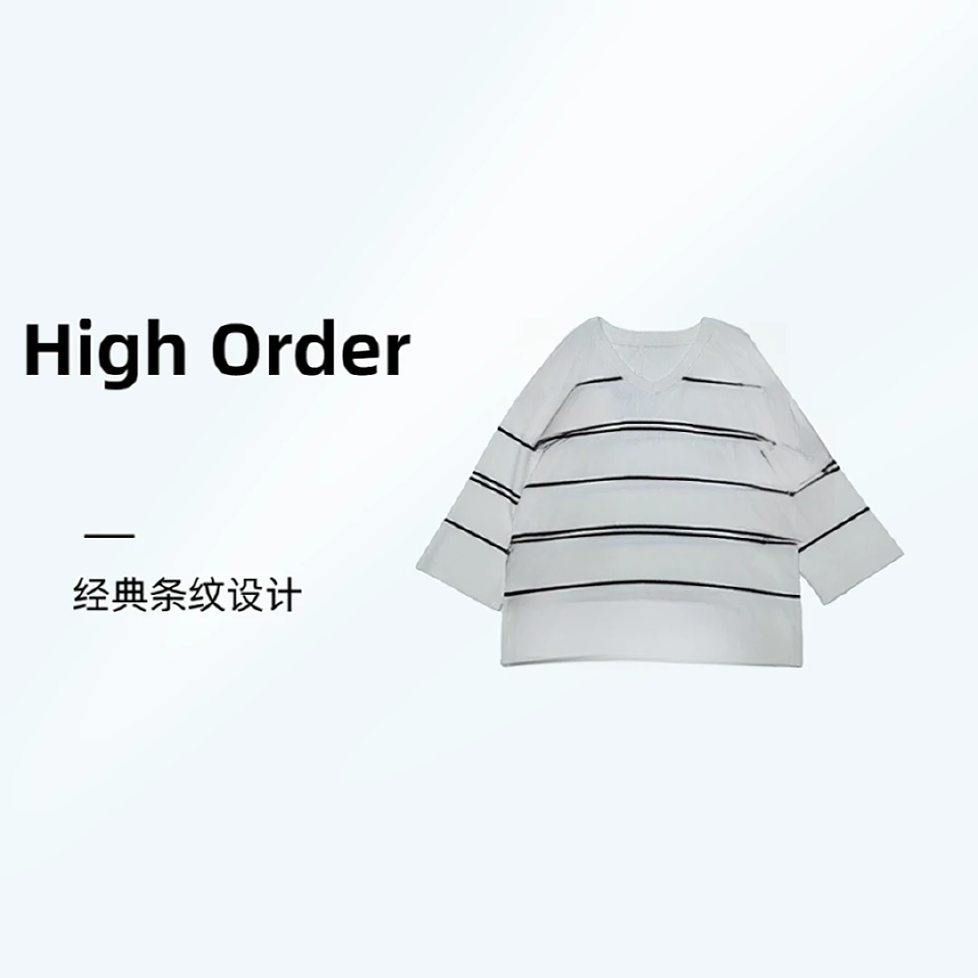 【唐家】NN804新款针织条纹上衣时尚宽松经典