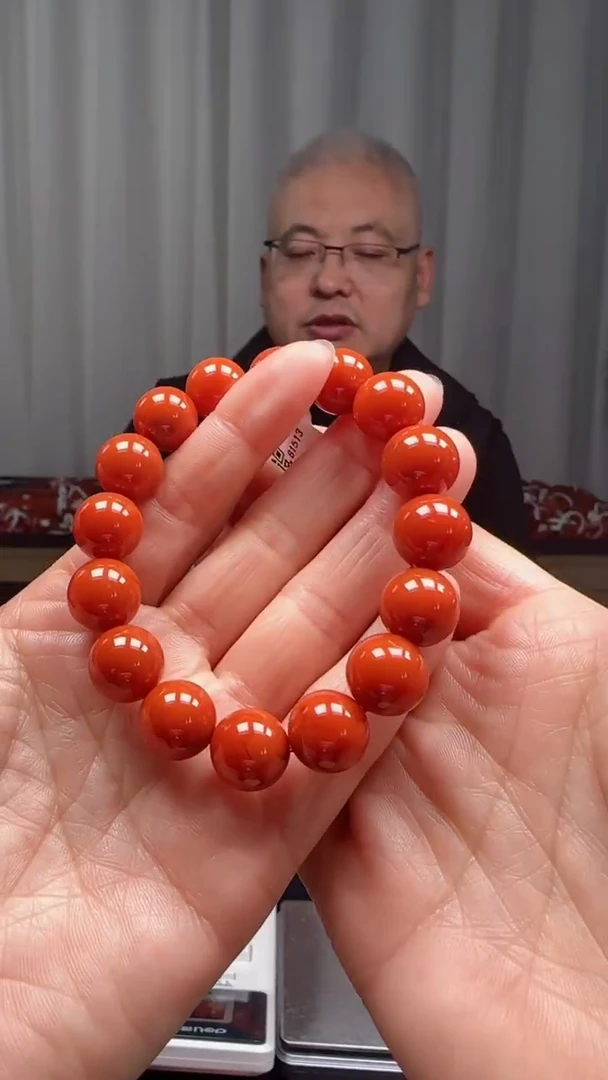 未镶嵌多样性发一件南红玛瑙【高货】柿锦红13mm保山圆珠单圈