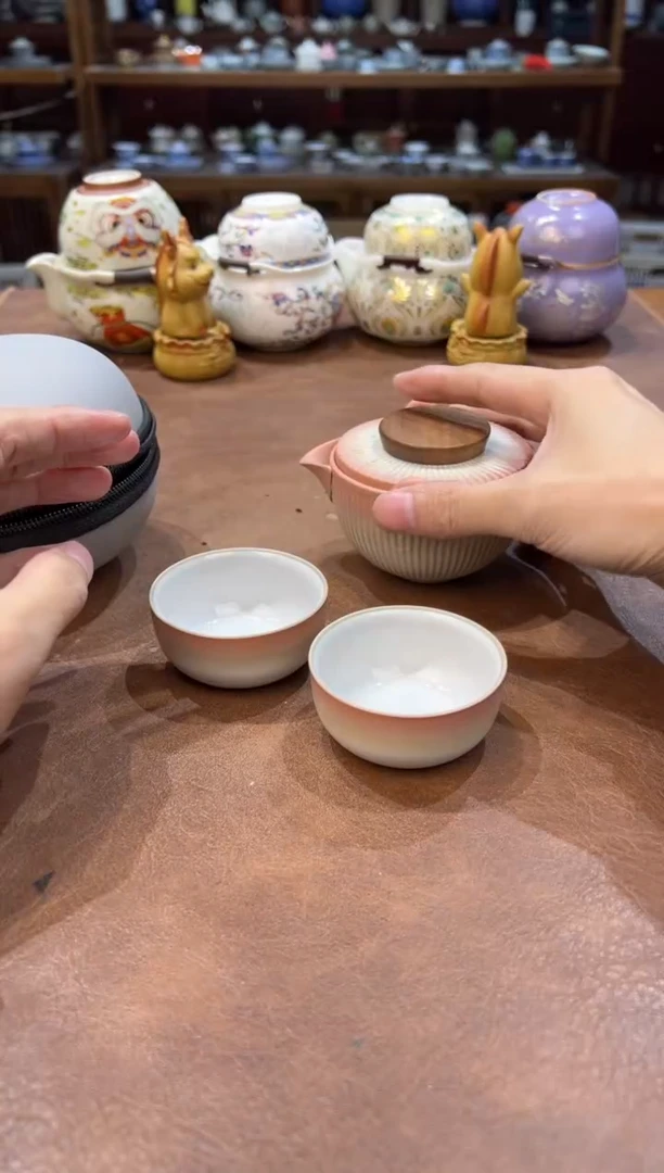 真的很便宜超好看会开片的旅行茶具