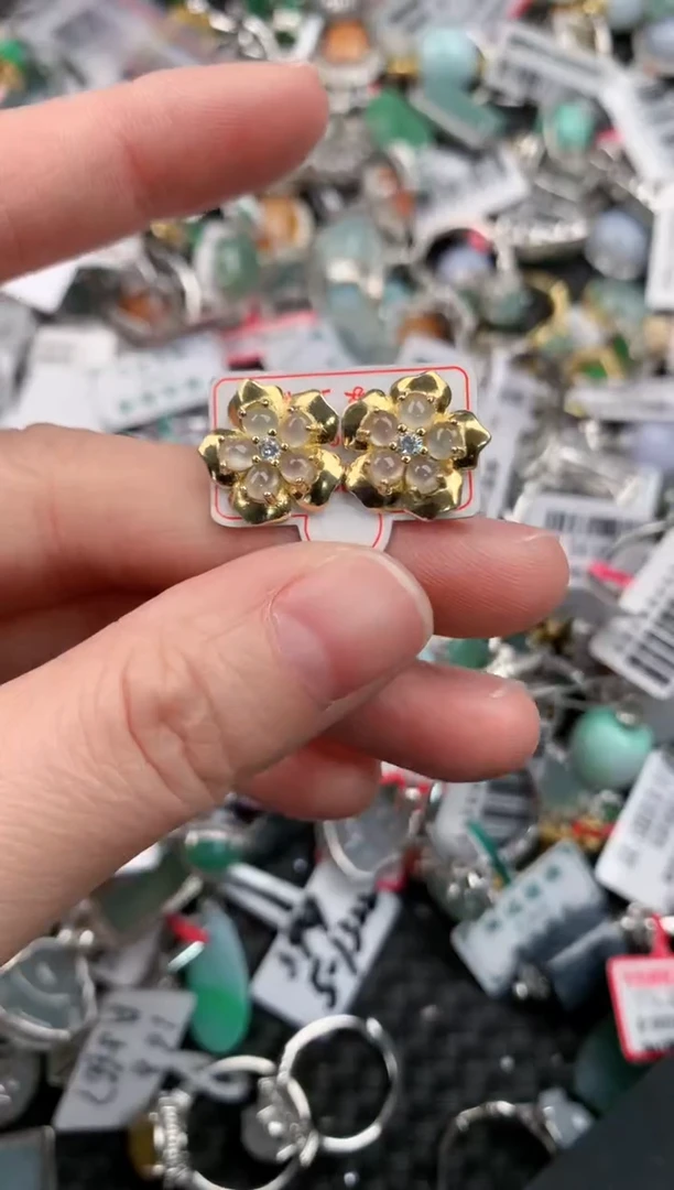 银S925镶嵌戒指翡翠555---9