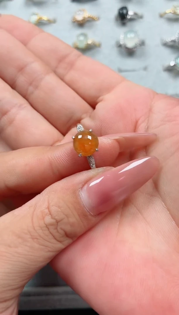 银S925镶嵌戒指翡翠开***手.