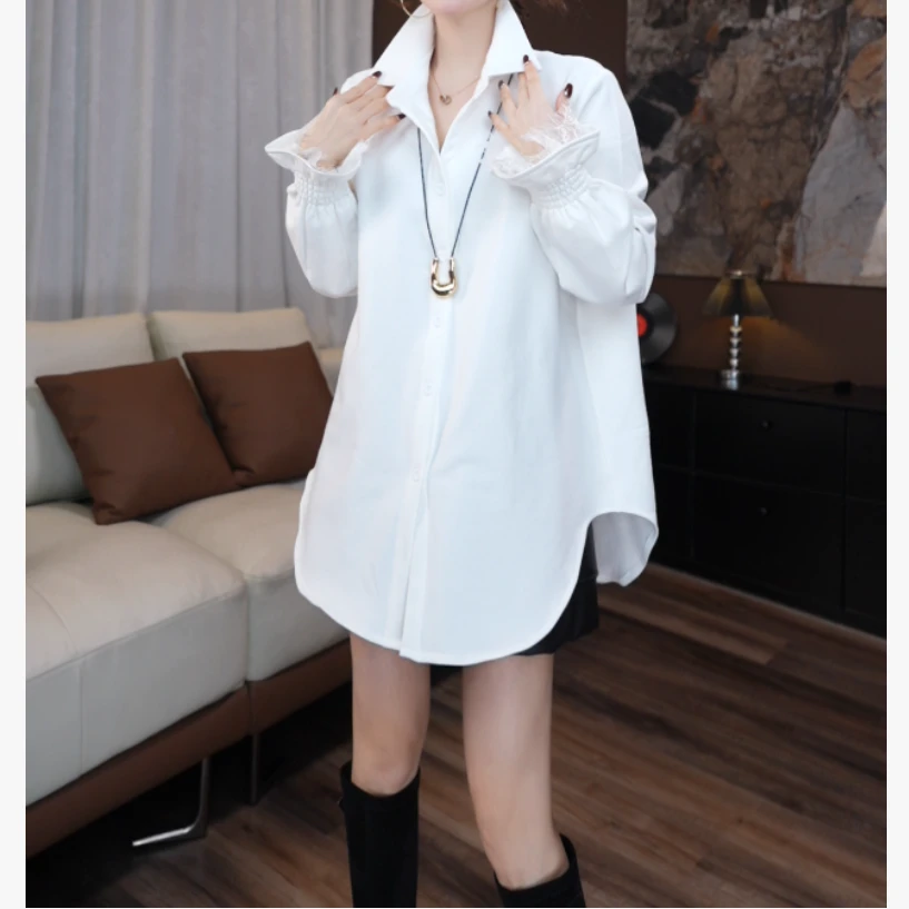 【鑫蕾】新款加绒衬衫纯色设计松紧袖气质衬衫29317