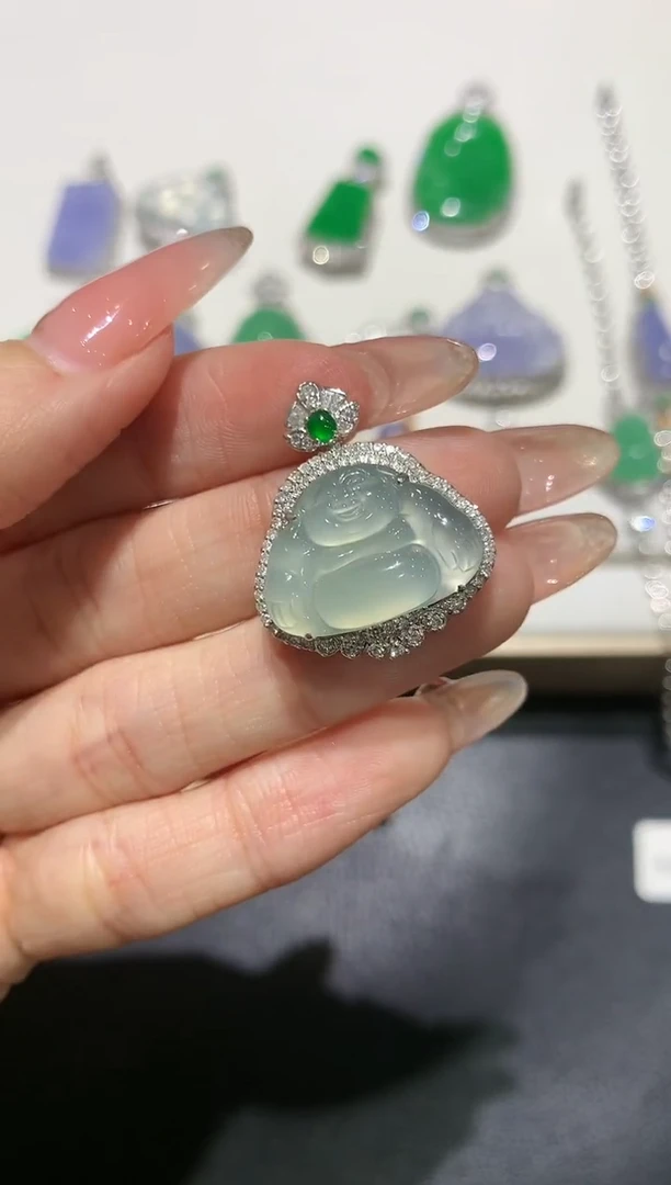 【闪购商品】翡翠吊坠(不含链)18K金镶嵌团购3