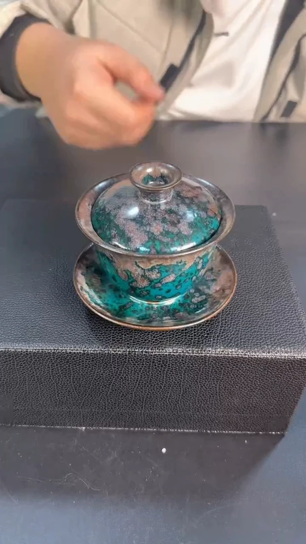 【闪购商品】淄博复古绿色三才盖碗