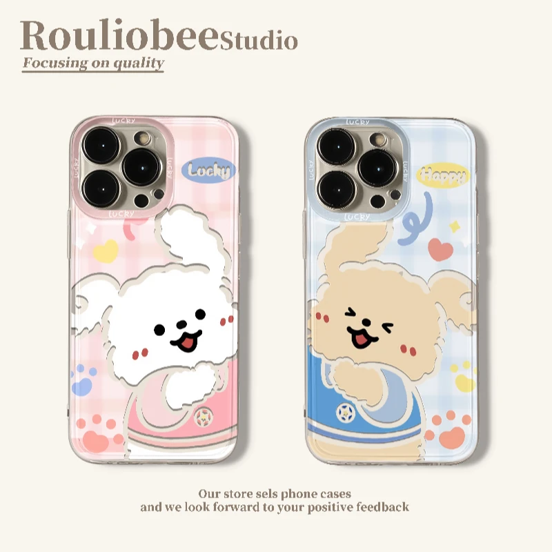 BANCA情侣贴贴小狗适用iphone16/15promax手机壳华为vivo小米oppo