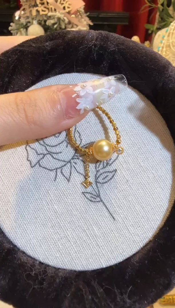 18K金镶嵌戒圈海水珍珠南洋金珠