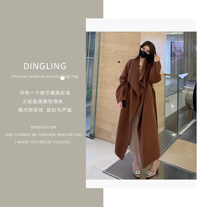 【四季青丁玲轻奢】Liixu韩系赫本风高级感毛呢外套中长款呢子大衣