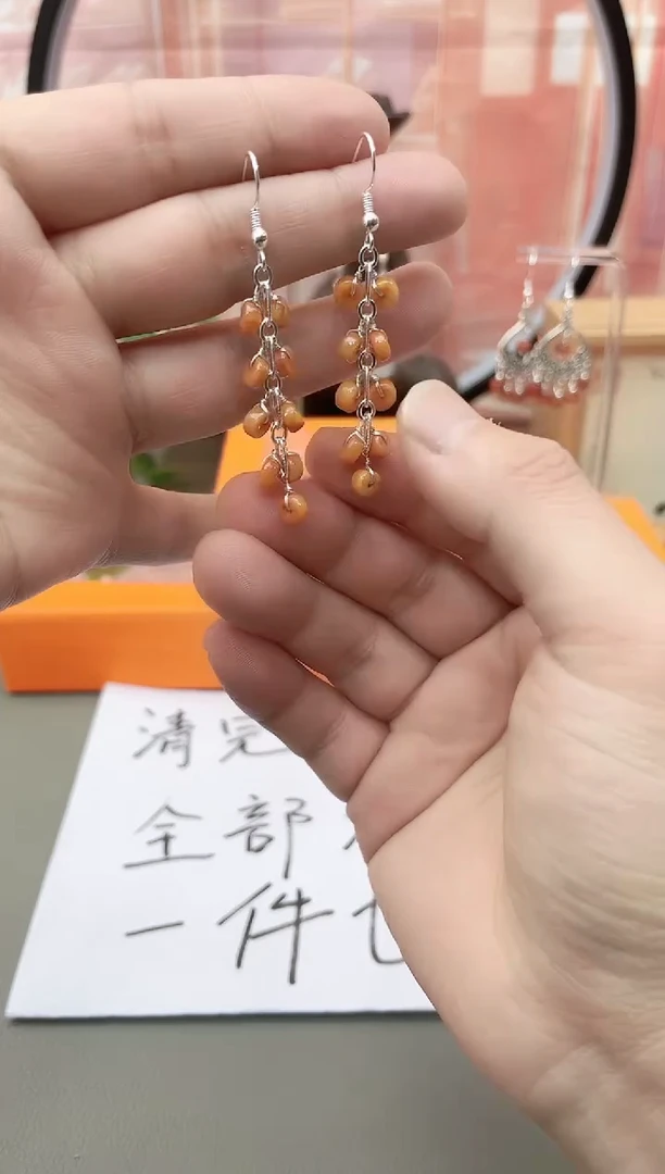 银S925镶嵌翡翠耳饰c101