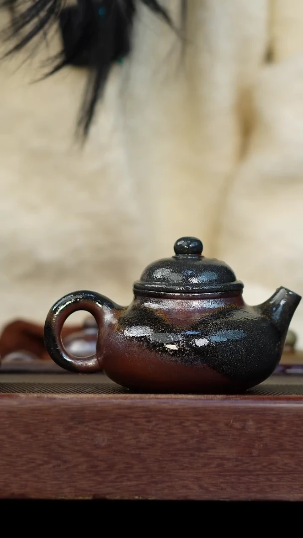 茶壶紫砂柴烧紫砂 紫泥容天250cc