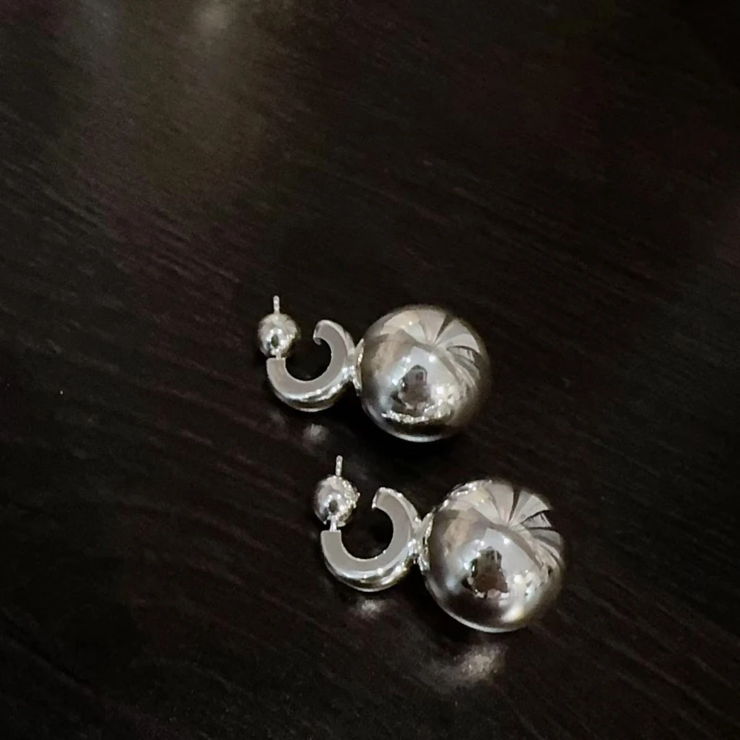 铜合金耳饰 LAU+【圆圆】铜镀金18K 原创百搭耳环银色小众