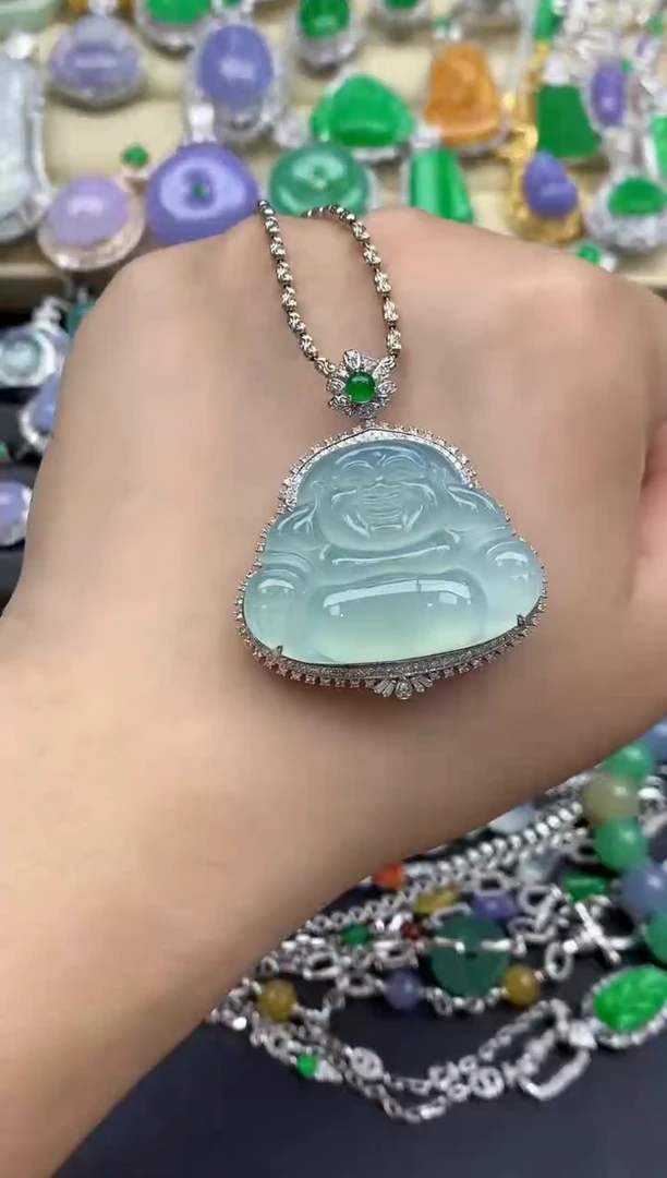 翡翠18K金镶嵌吊坠(不含链)566-春日珠宝