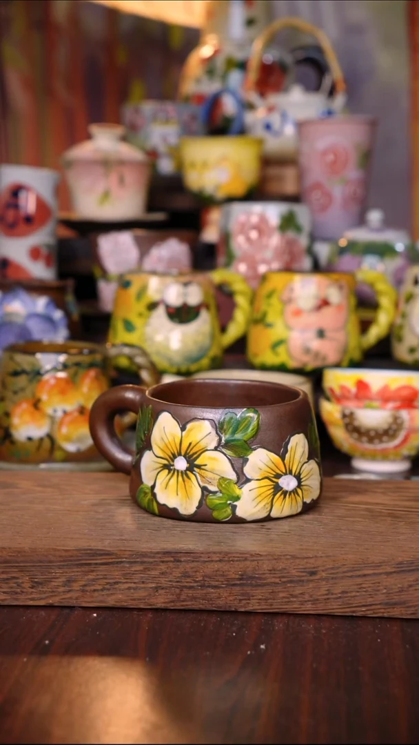 杯子陶泥垚手作 景德镇手工手绘陶瓷器物