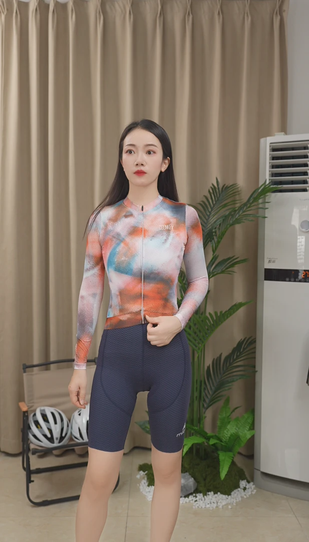 酷赛狮时光多色骑行服男女款透气薄款短款气动长短袖速干蓝色