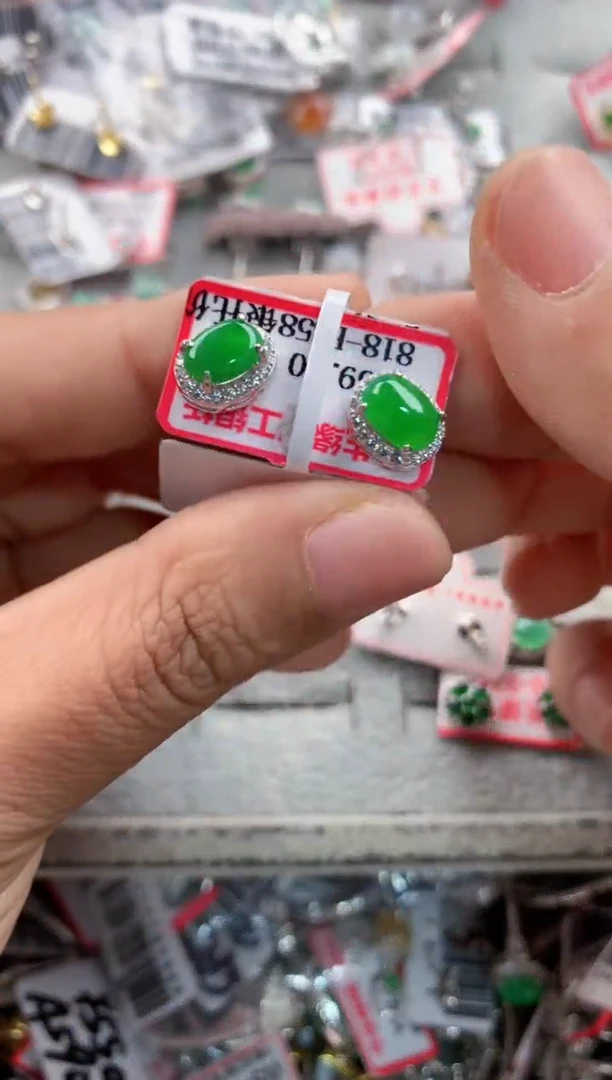 银S925镶嵌戒指翡翠222             8