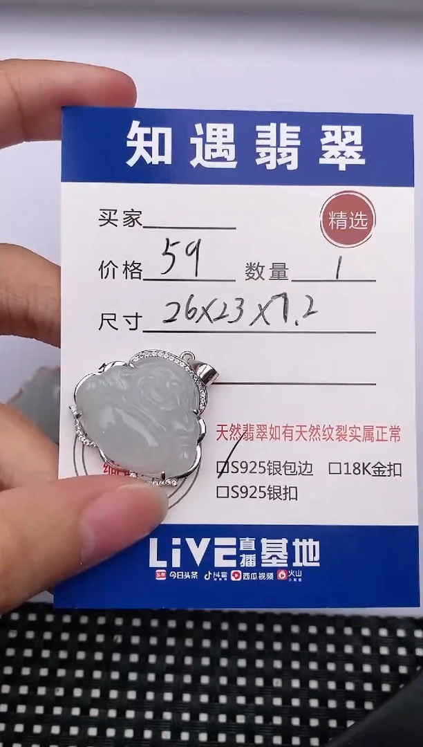 翡翠银S925镶嵌颈饰挂件