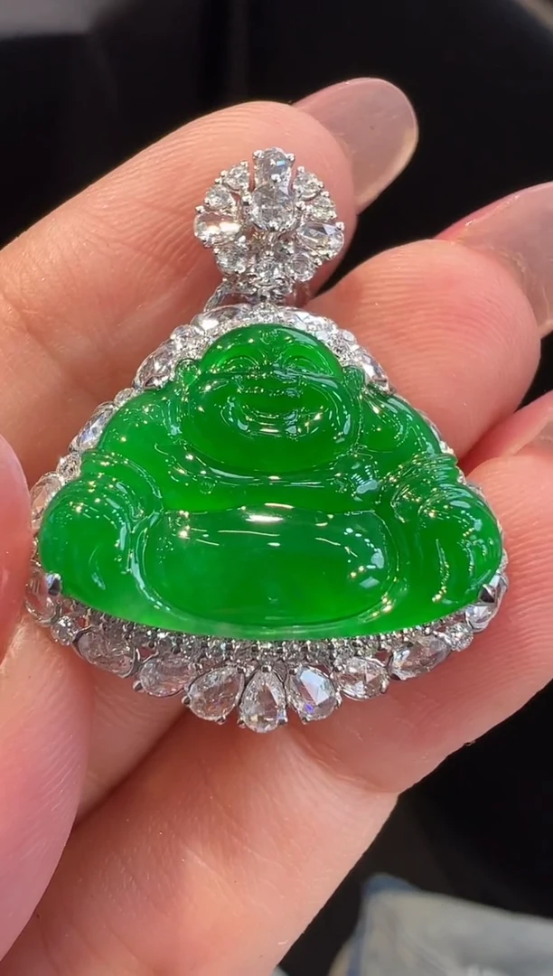 吊坠(不含链)18K金镶嵌翡翠吊坠