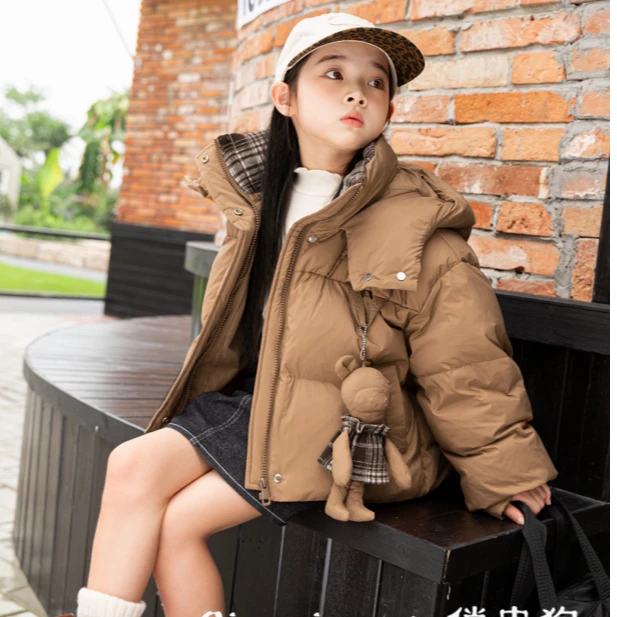 QPG 2024冬季新款女宝时尚可爱小熊百搭羽绒服   4D109