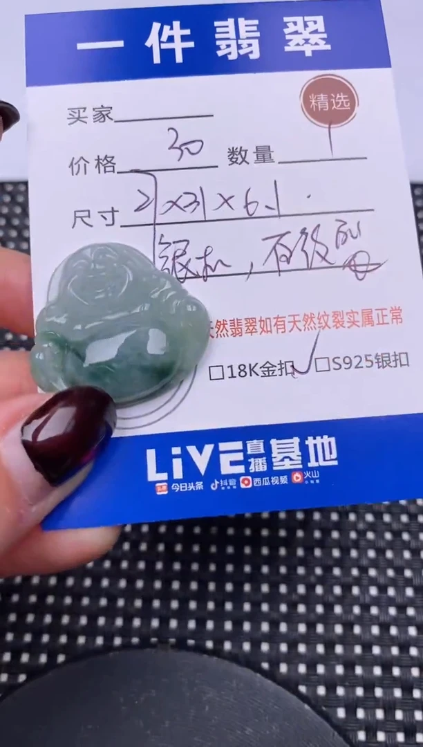 【闪购商品】翡翠颈饰银S925镶嵌挂件