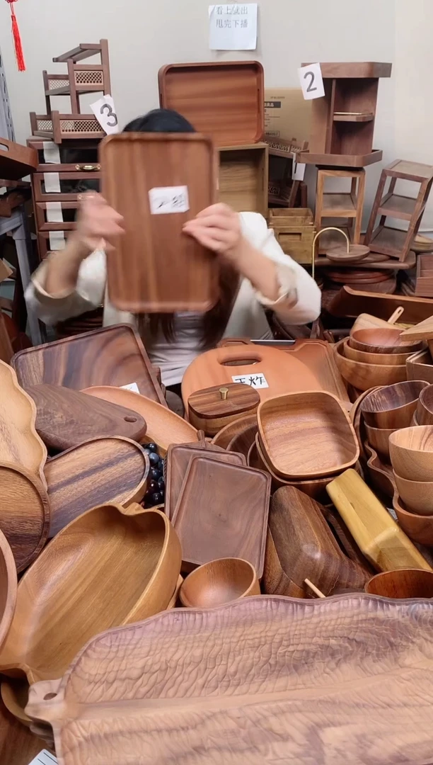 木 南美胡桃木带手抓槽托盘30*20*2cm