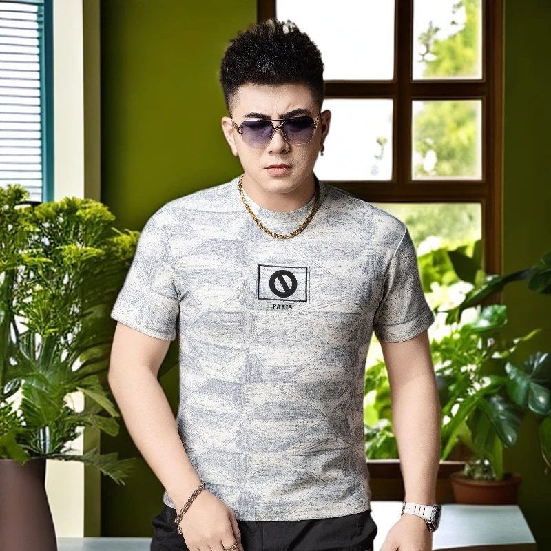 娜罗普西男士潮牌印花短袖T恤夏季新款宽松休闲上衣男款半袖体恤