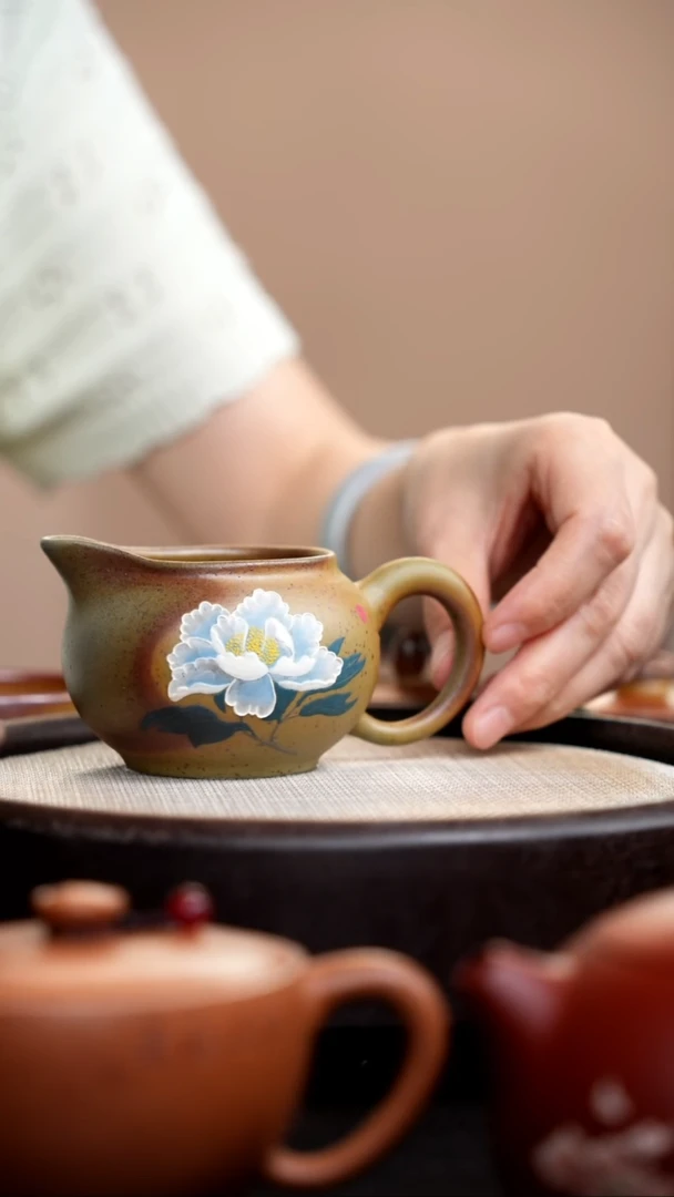 茶壶紫砂柴烧白牡丹公道杯