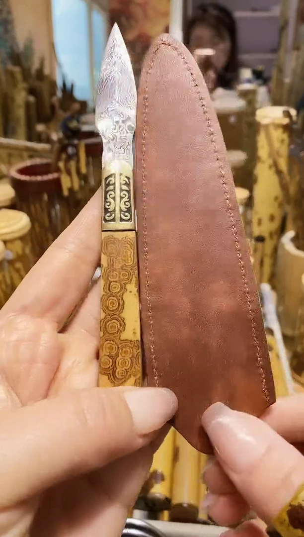 【闪购商品】湘妃竹精品大马士革茶刀一把