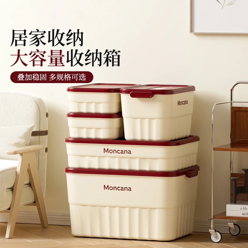 桌面收纳盒带盖小杂物筐零食玩具塑料整理盒子扁平小号小型储物箱