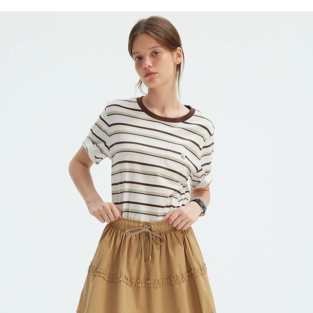 TeenieWeenie小熊短袖圆领T恤女2025秋新款女装TTRA253705T