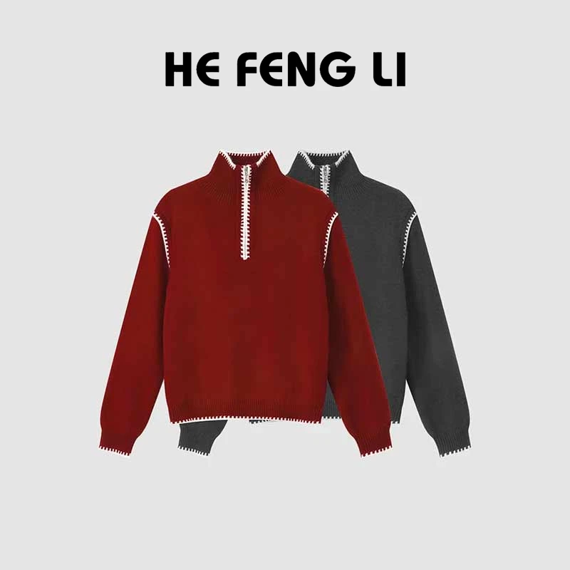 【羚婓】秋冬新款时尚休闲百搭氛围保暖针织衫宽松慵懒套头毛衣