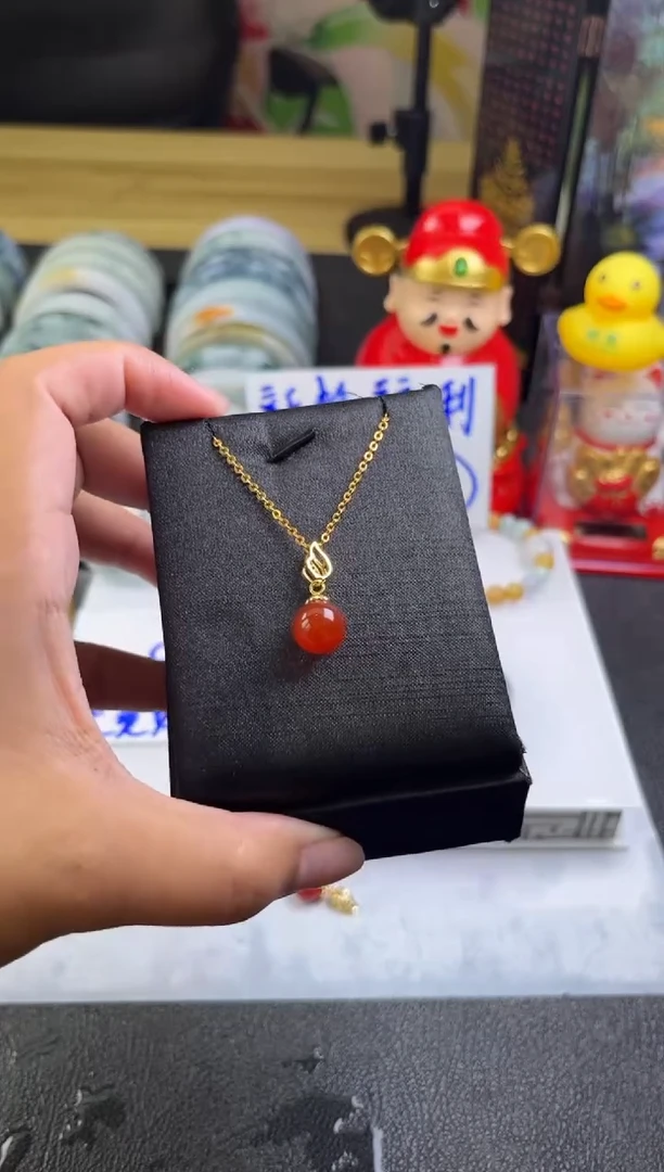 【闪购商品】玛瑙/玉髓颈饰合金玛瑙红吊坠
