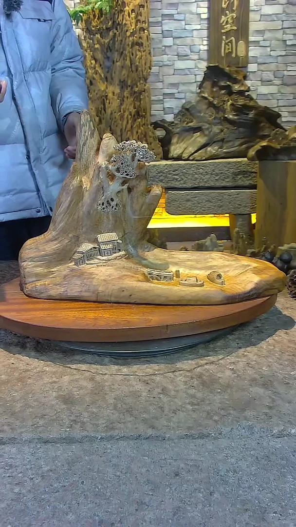 木金丝楠木山水摆件