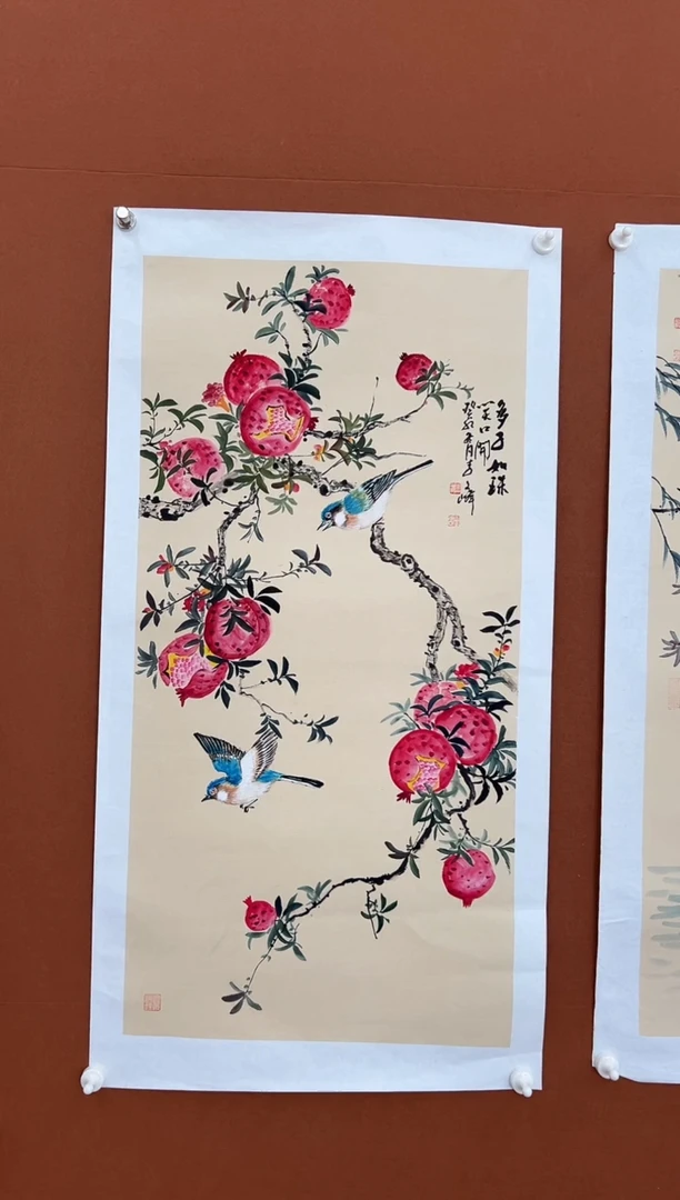 国画李文峰三尺没骨花鸟