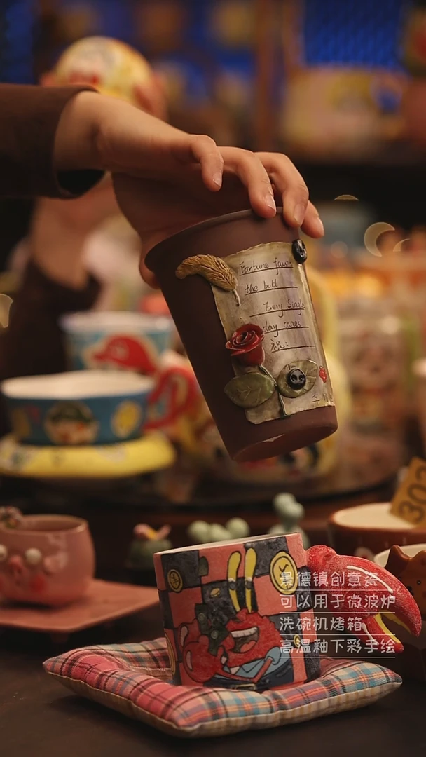 陶瓷景德镇可爱陶瓷釉下彩绘设计师款