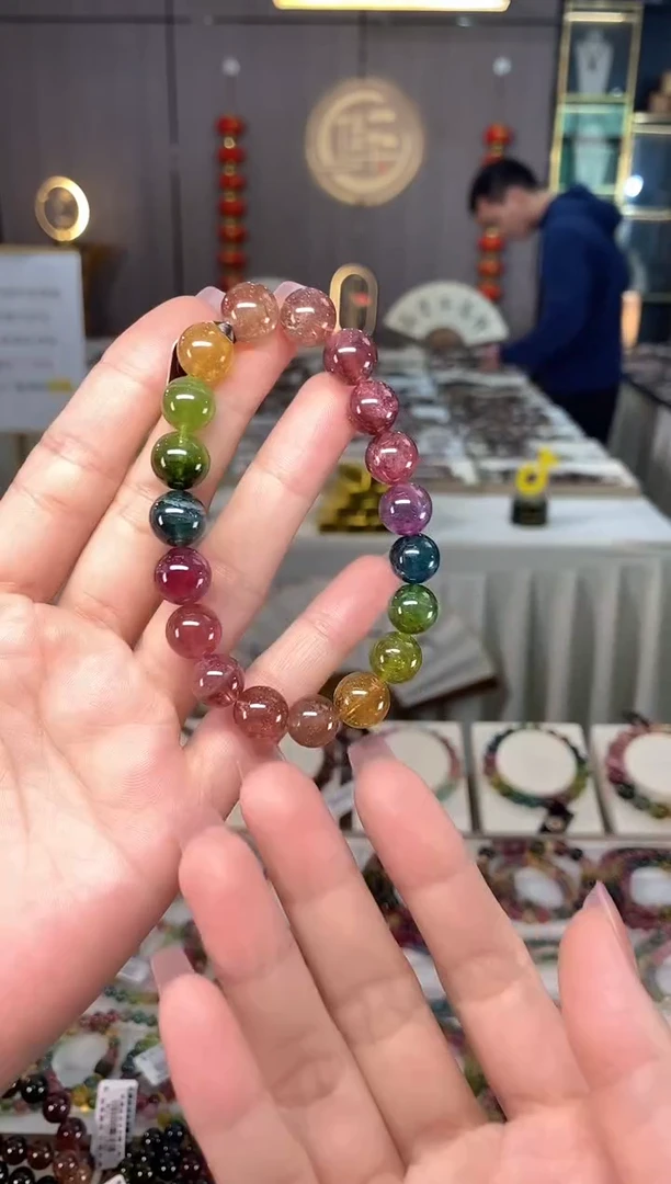 未镶嵌透体老矿碧玺彩虹单圈手串10mm+碧玺多样性发一条hon