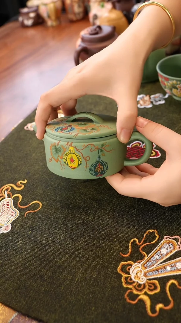 茶壶紫砂五福 汉瓦