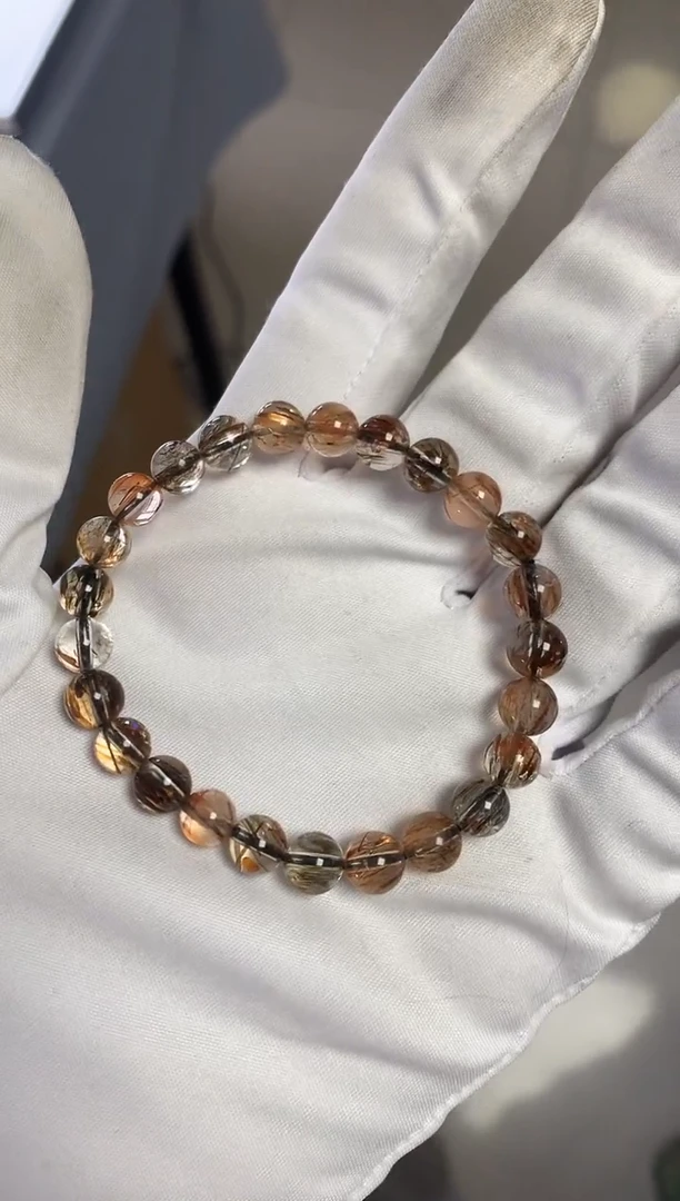 水晶手串未镶嵌黑金水晶单圈手串