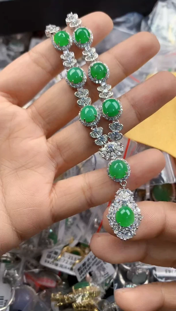 银S925镶嵌戒指翡翠1111----6