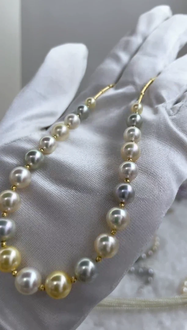 18K金镶嵌套链海水珍珠多样性发其一