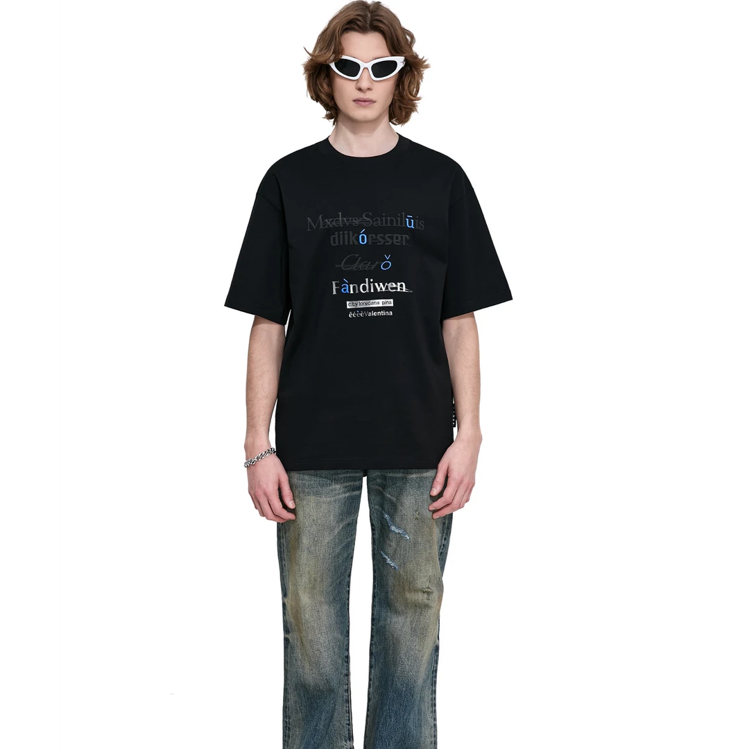 MXDVS多元独特中性风短袖T恤原创工厂直销100%纯棉双股线宽松男士